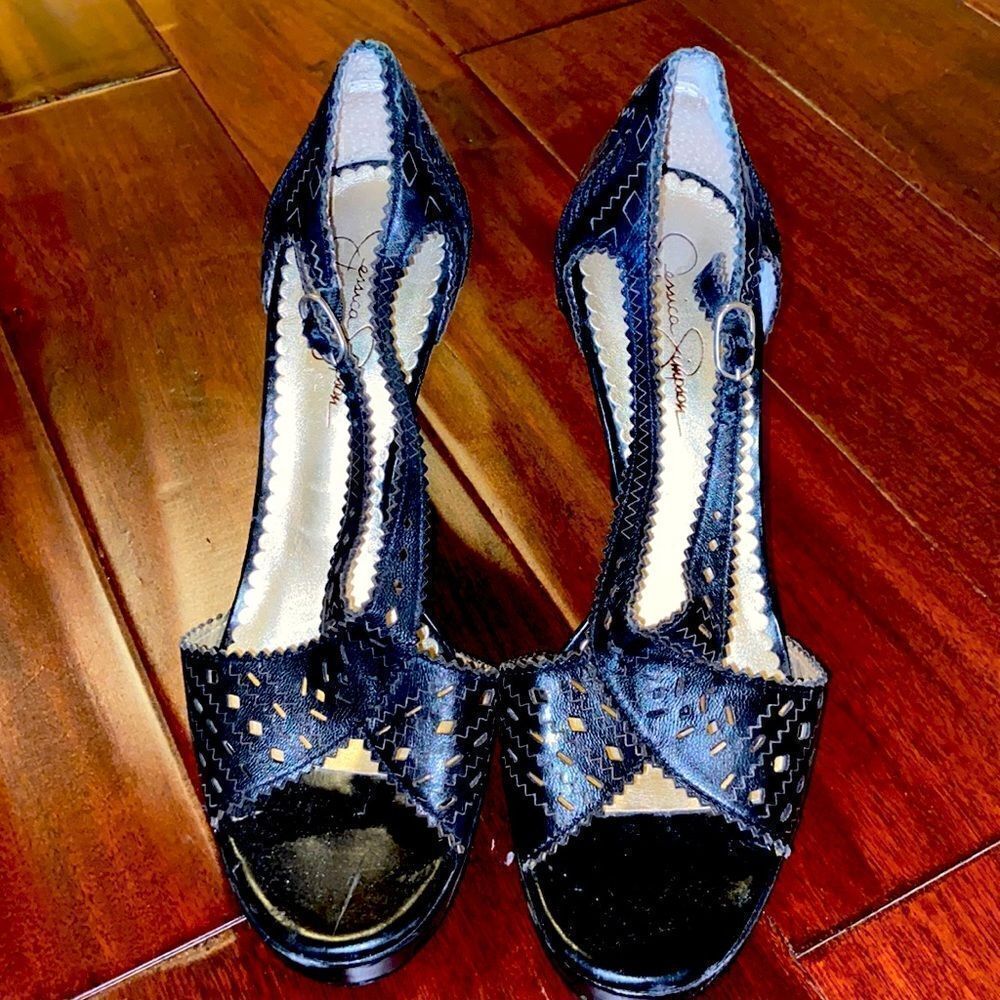 Jessica Simpson strappy black heels